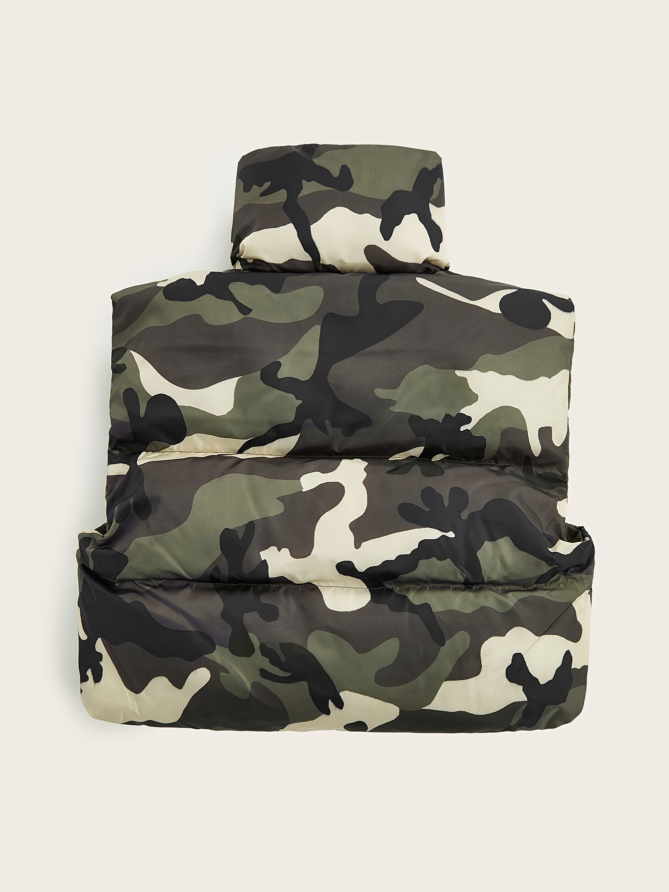 camouflage pattern zip front vest casual sleeveless warm Temu