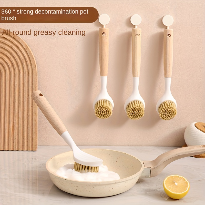 Dish Brush With Handle, Sisal Fibre Kitchen Scrub Brushes For