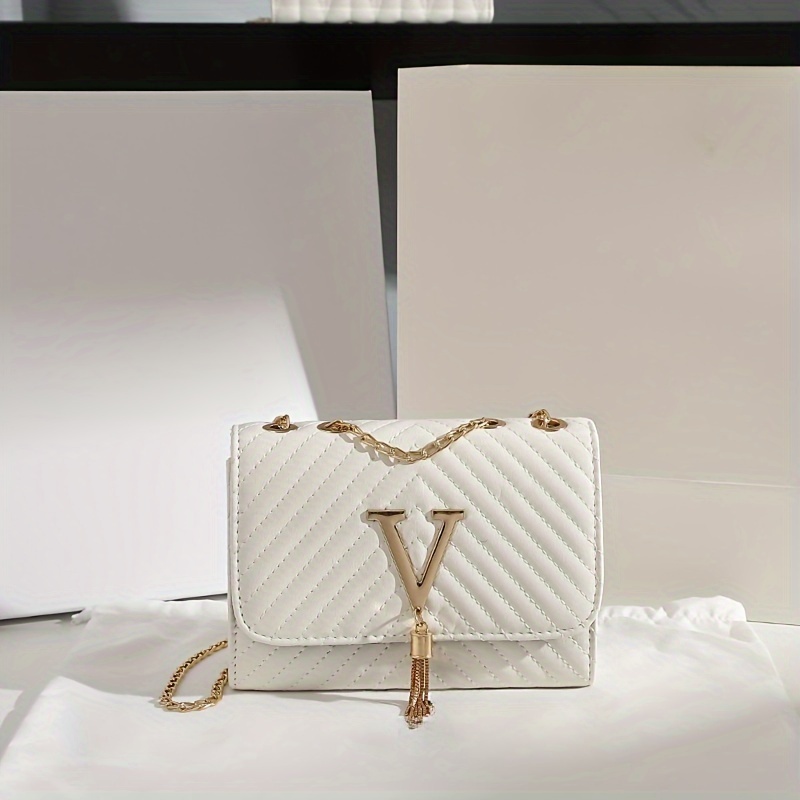 Louis Vuitton Women's White Leather Crocodile Embossed Twist MM Shoulder Bag