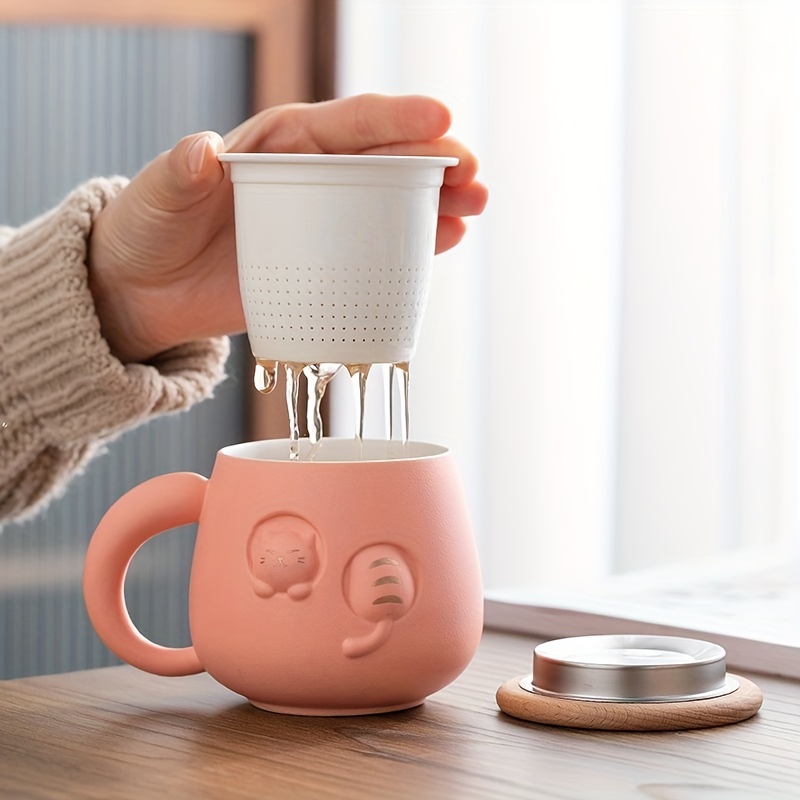 Acheter Tasse à thé passoire en céramique avec couvercle et filtre, tasse à  thé créative en porcelaine, tasse de séparation d'eau de bureau, verres  Simple pour la maison, cadeau