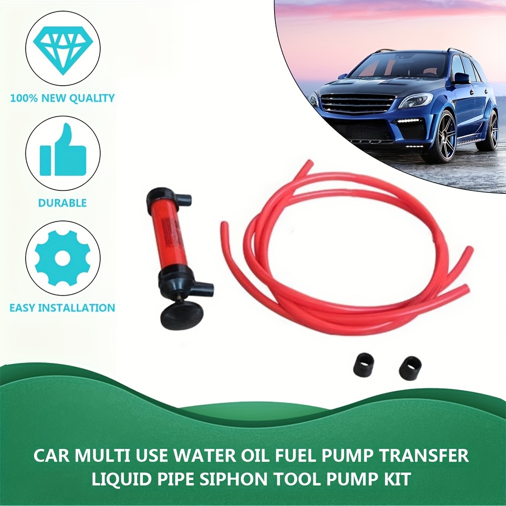 red plastic durable lightweight auto car multi use water oil fuel pump transfer liquid pipe siphon tool pump kit