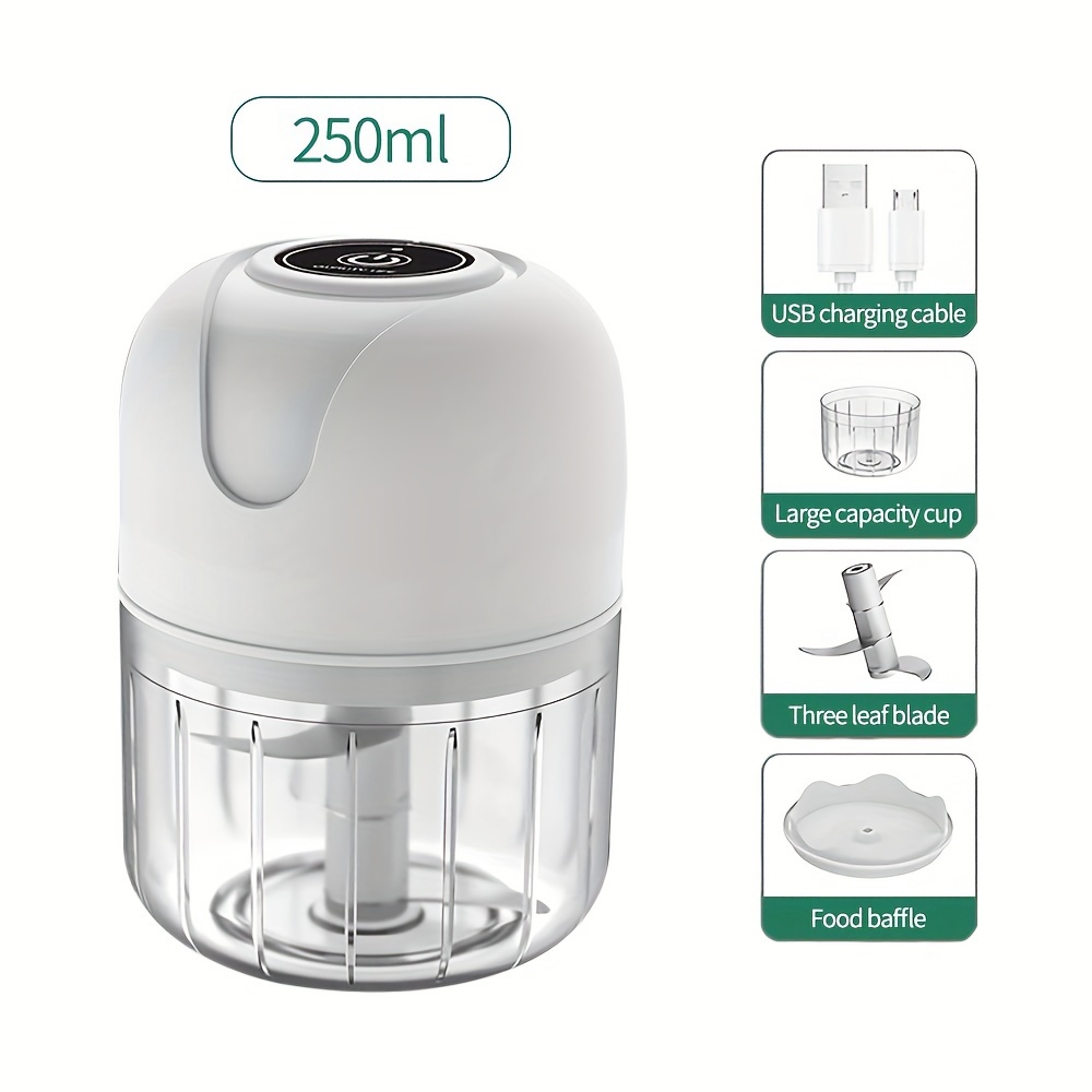 Acheter Mini hachoir portable à 3 lames, presse-purée électrique  intelligent rechargeable par USB de 250 ml pour hacher l'ail, la viande  hachée, l'oignon, les épices, etc.