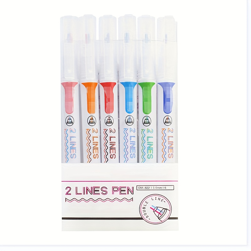 Double Line Stereo Effect Colorful Gel Pens Dream Double - Temu