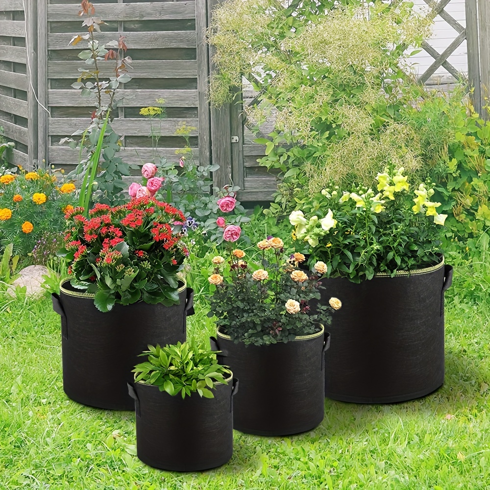 5pcs Fabric Grow Bags - Black