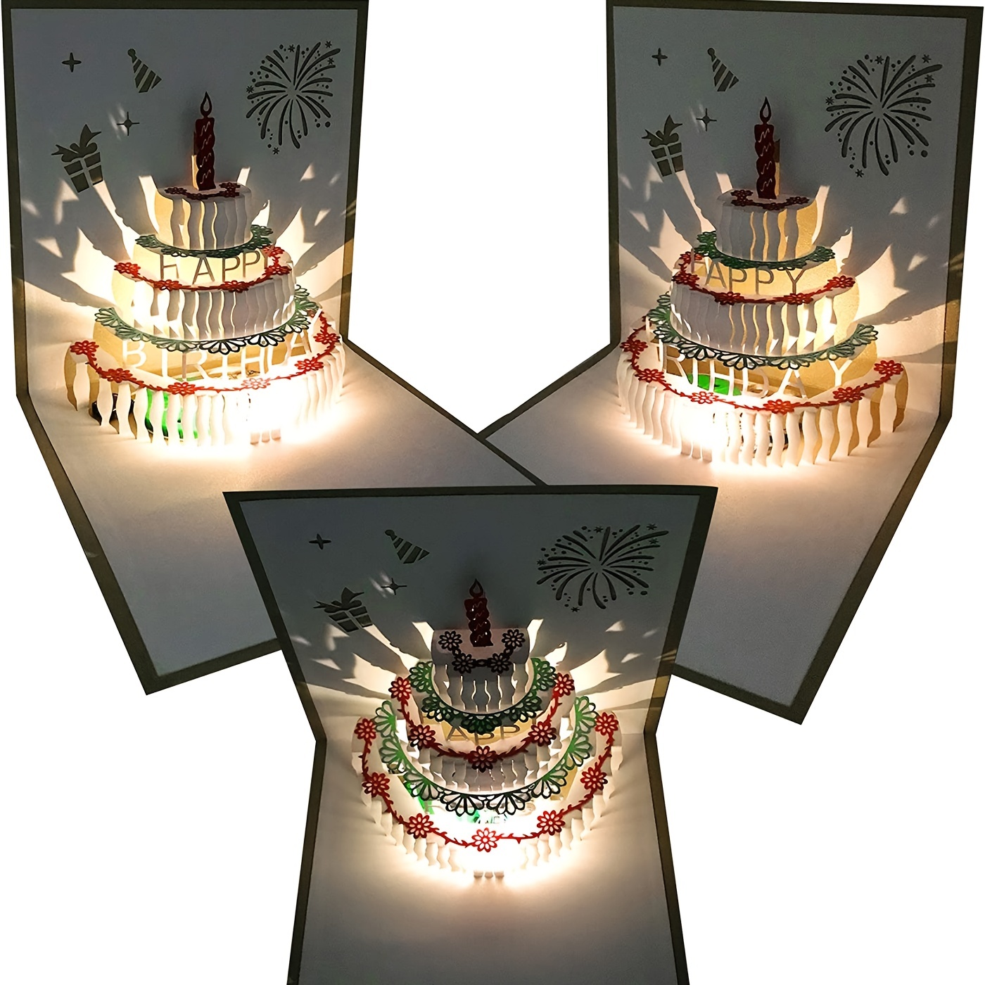 Carte d'anniversaire pop-up 3D avec lumière et Algeria