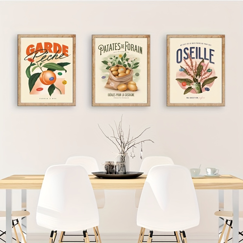 Kitchen Gallery Wall Art Set of 6, Vintage Fruit Prints, Farmhouse Kitchen  Decor, Retro Poster, Food Print, Dining Room Wall Set 