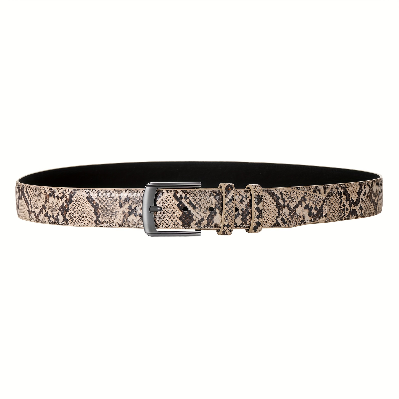 Men Khaki Pattern Pin Buckle Belt
