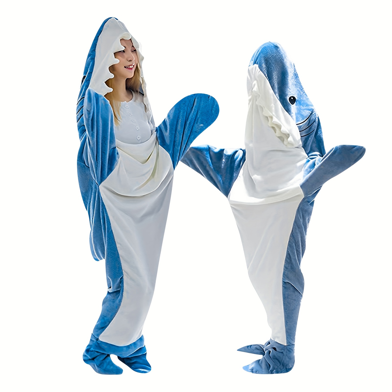 Manta de tiburón, sudadera con capucha portátil, franela, para niños  adultos saco de dormir