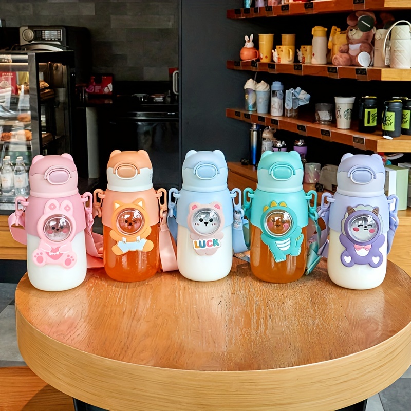 Water Bottle With Straw For Kids Cute Bear 800ml Kids Leak Proof