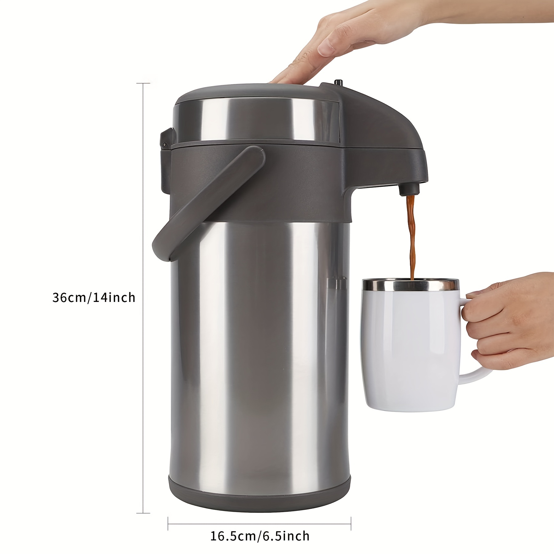Airpot Coffee Dispenser with Pump - Insulated Stainless Steel