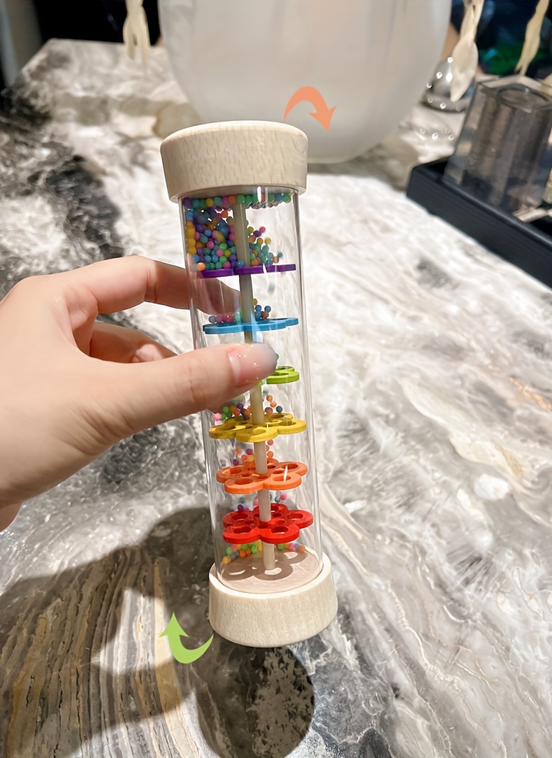 Wooden Rainstick Musical Instrument - Colorful Rain Sound Tube with Mallets for Hearing Enlightenment, Durable Plastic Rainstick for Outdoor Play, Festive Rainfall Sound Maker|Playful Rainstick Design|Multicolored Rainstick