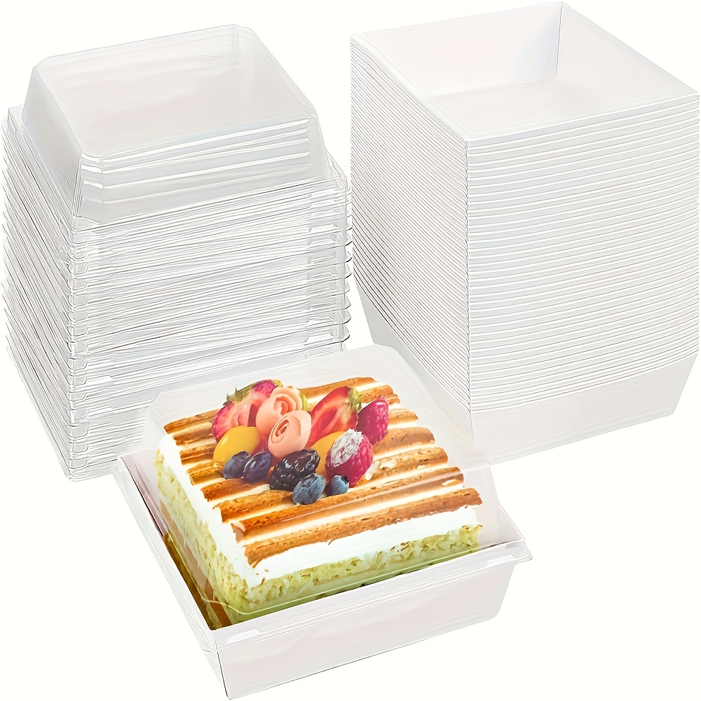 50Pcs Sandwich Cake Box with Clear Lid Salad Take Out Plastic Containers  Muffin Christmas Pastry Dessert Food Storage Holder