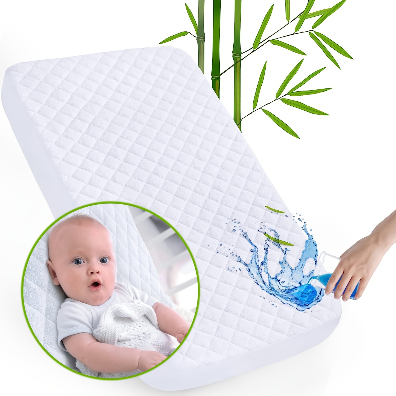 Protector de colchón impermeable para cuna, funda de colchón para cuna para  bebé, lavable a máquina y apto para secadora, protector de colchón para