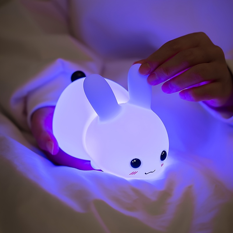 WHA&DARREN Luz nocturna de conejo grande para niños, bonita luz nocturna de  bebé, lámpara de noche de silicona, luces LED para dormir, cuidado de los