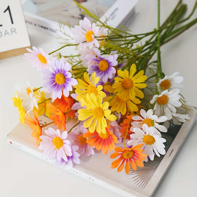 5 Margherite bianche Teste di fiori di seta Margherita artificiale 3.15  Fornitura floreale Accessori per capelli Forniture di fiori selvatici  Simulazione Bouquet fai da te -  Italia