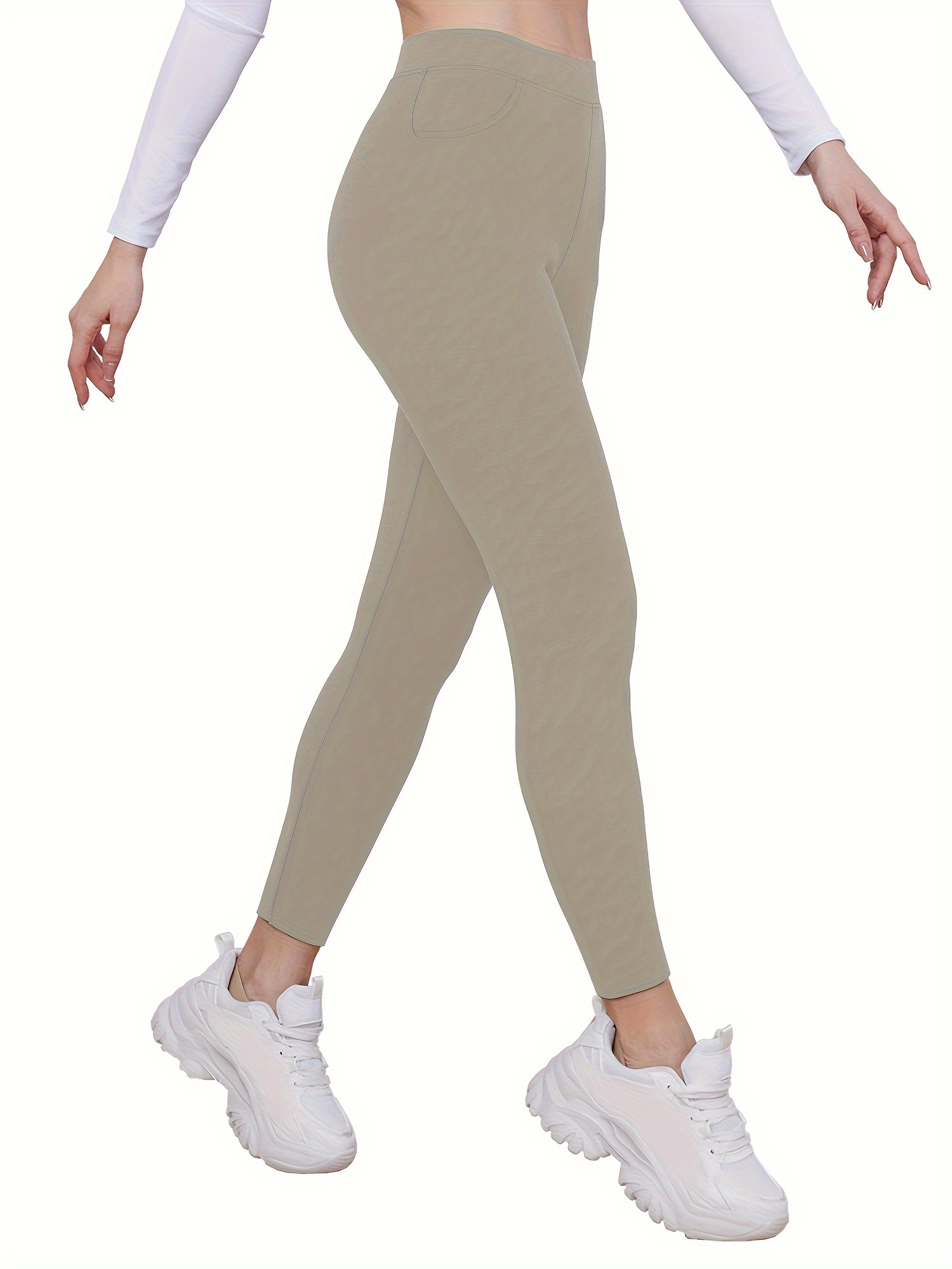 Fleece Liner Cropped Yoga Pants High Stretch Pocket Slimming - Temu Canada