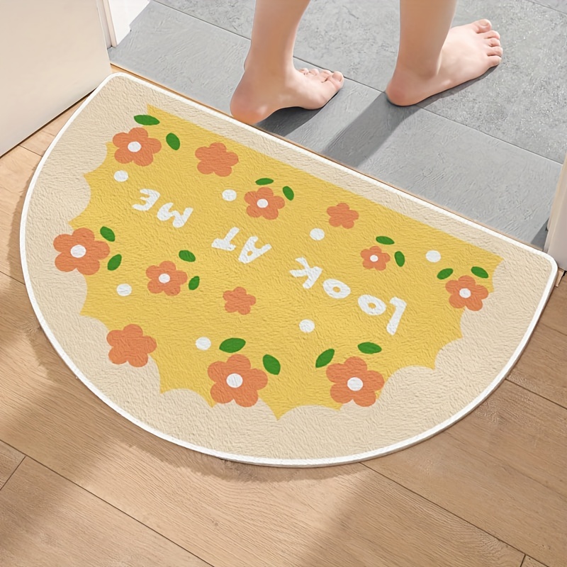 Cartoon Rainbow Carpet Bathroom Toilet Entry Door Foot Pad Simple  Semi-Circular Shaped Absorbent Imitation Cashmere