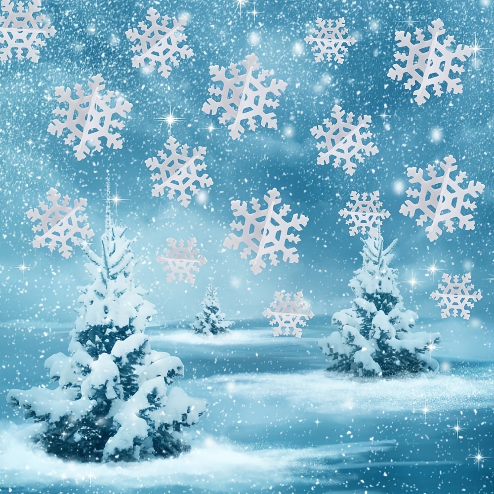 NEW Christmas Winter window Gel Clings 15 pcs Blue Snowflakes Decorations  Frozen