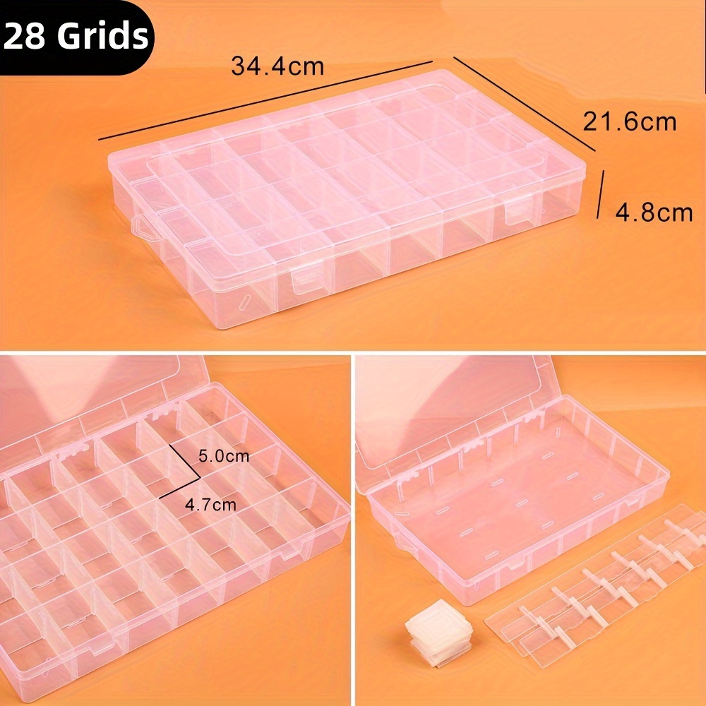 1pc Clear Plastic Storage Box, Multi-Grid Storage Container Box With  Adjustable Dividers, Transparent Finishing Organizer For Jewelry Beads Nail  Art A