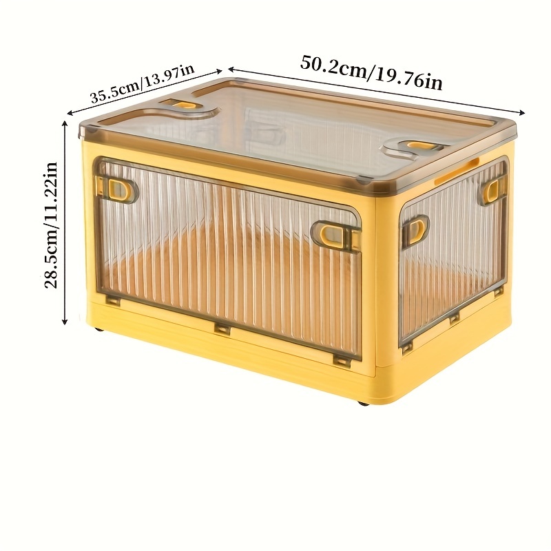 Transparent Folding Storage Box for Clothing Books Four Sided Open
