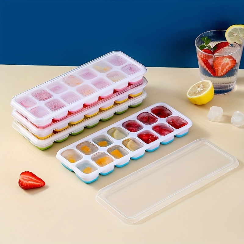 Ice Cube Trays, Easy-release Silicone & Flexible 14-ice Cube Trays With  Spill-resistant Removable Lid, Lfgb Certified And Bpa Free, For Cocktail,  Freezer, Stackable Ice Trays With Covers - Temu