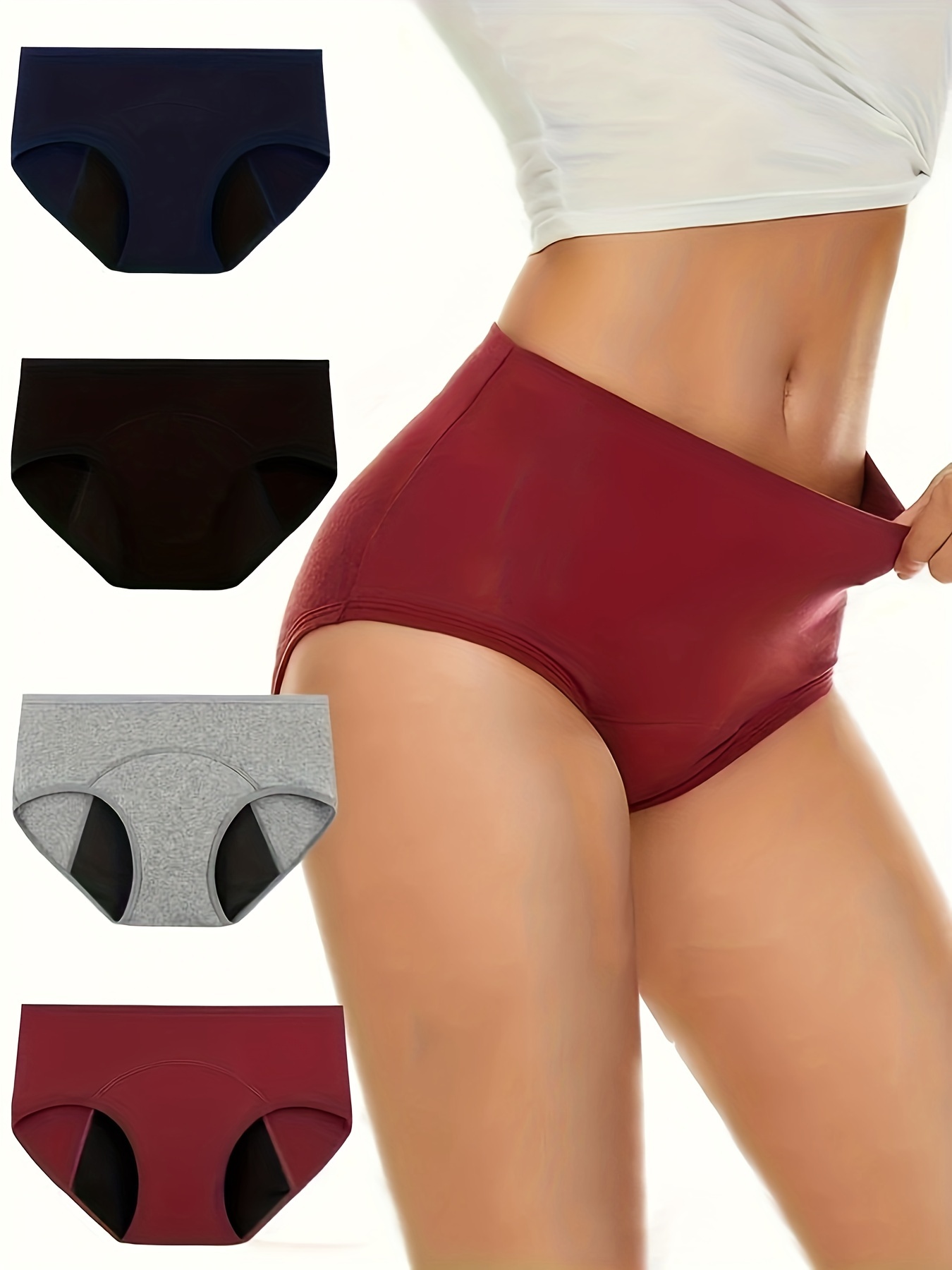 Low Waist Leakproof Underwear 4pcs For Women Plus Size Panties Womens  Seamless Underwear