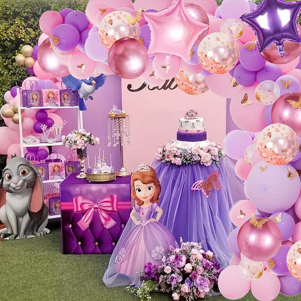 Purple Balloon Set Girl Princess Theme Birthday Party - Temu