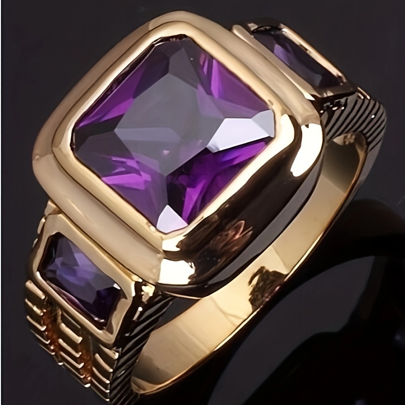 Men's Fashionable Green Zircon Wedding Engagement Ring