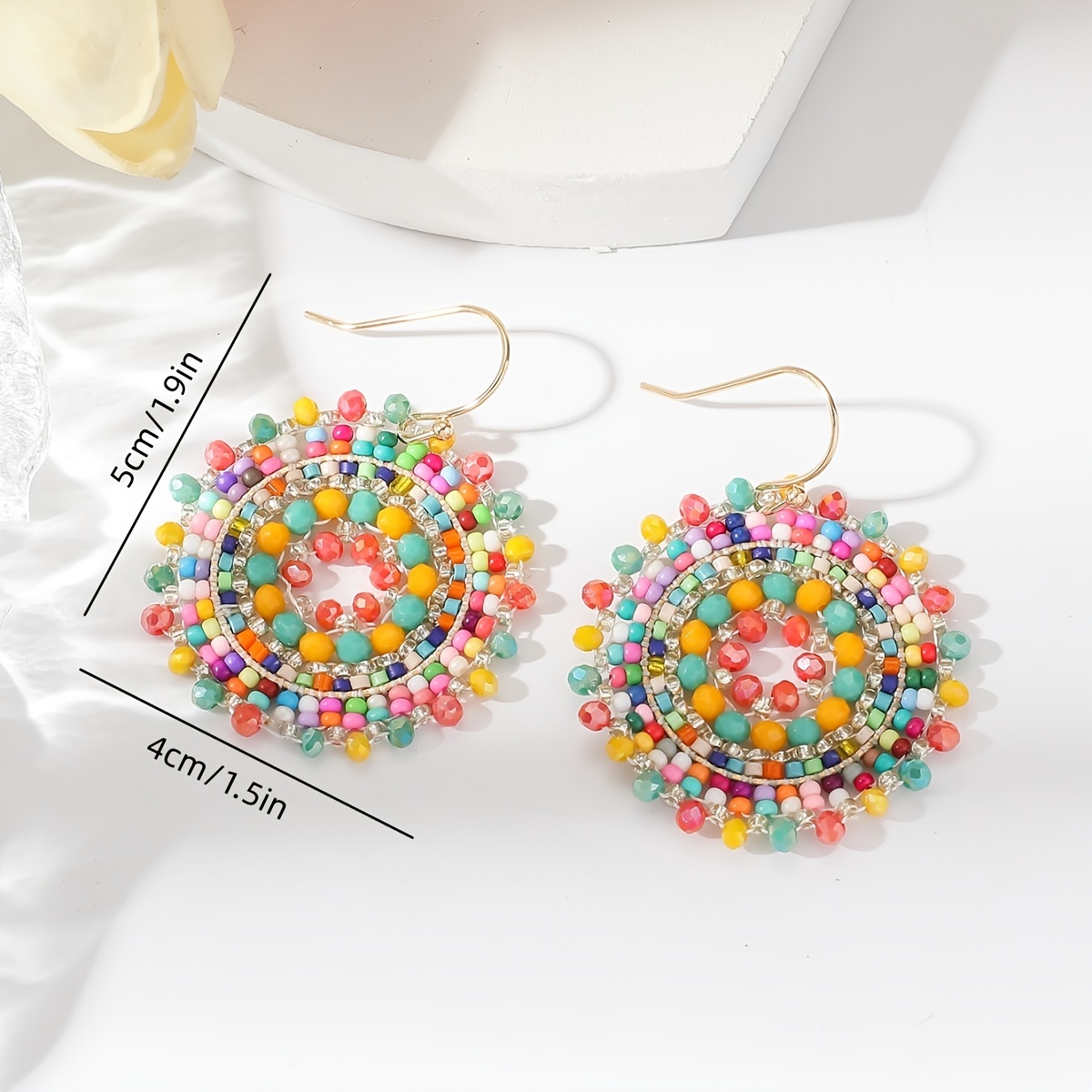 Bohemian Style Flower Rhinestone Dangle Earrings