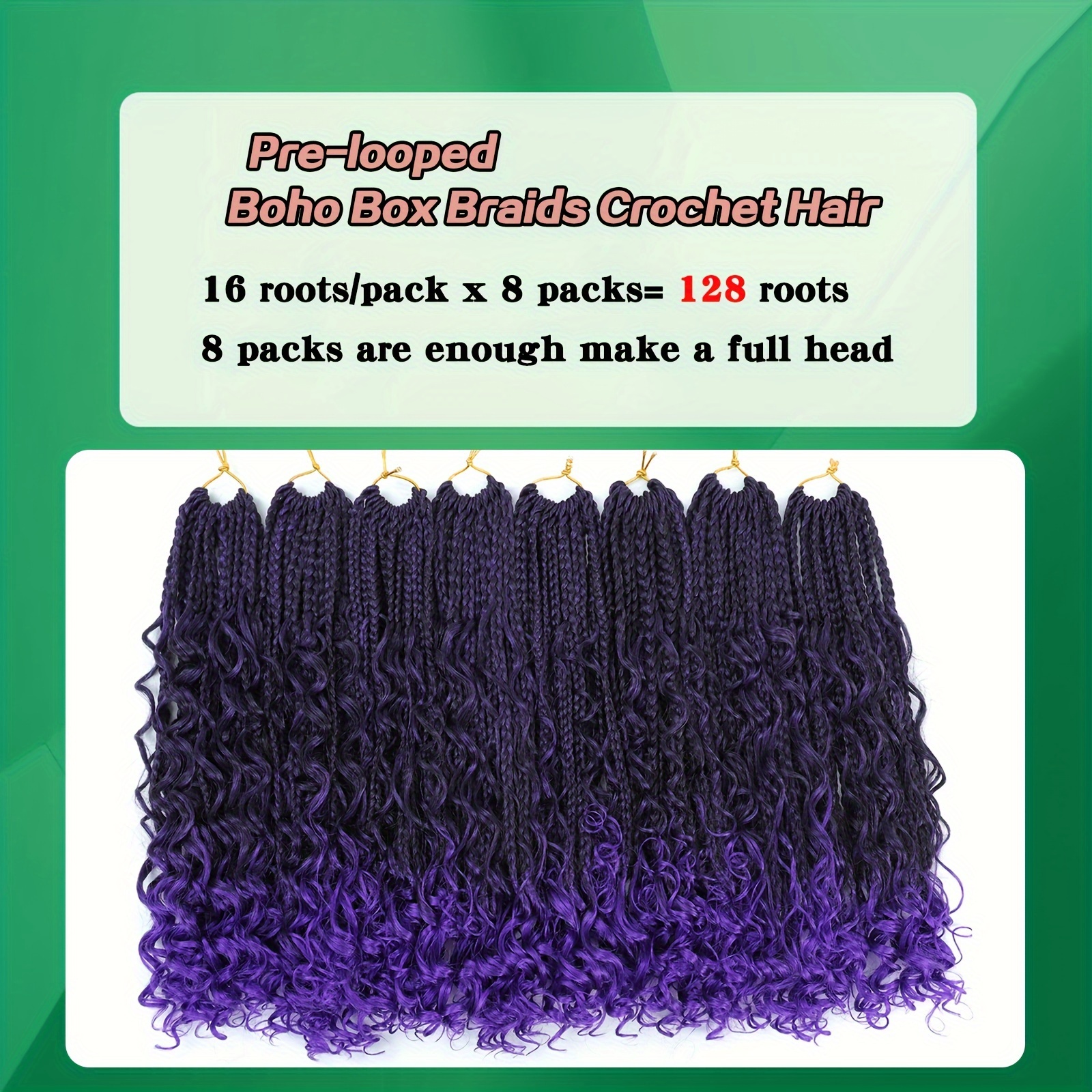 8 Packs Goddess Box Braids Crochet Hair 10 Inch Pre-looped