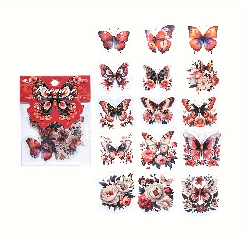 Multi colored Butterfly Material Paper Stickers Vintage - Temu