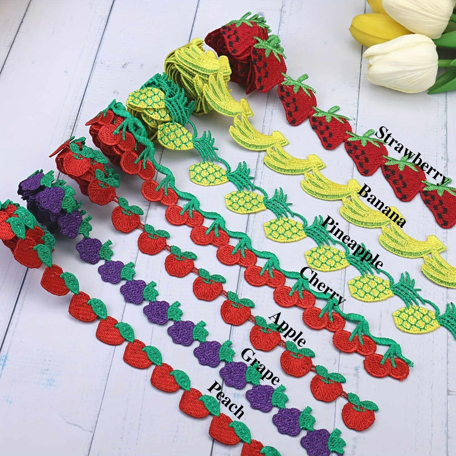 arricraft Strawberry Decorating Lace Trim Ribbons, 7.5 Yard ×5/8 Fruit  Style Polyester DIY Ribbon for Sewing, Craft Decoration