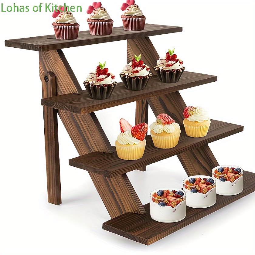  Yardwe Rotating Cake Tray Salad Serving Tray Cake Holder with  Dome Wood Cake Stand Fruit Display Plate Desert Platter Wooden Cupcake Tray  Square Tray Wedding Glass to Rotate Display Stand 