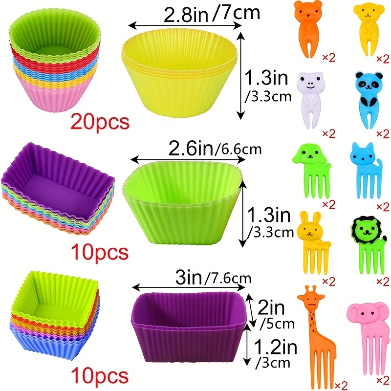 40pcs/60pcs, Silicone Lunch Box Dividers, Bento Bundle Lunch Box Dividers  With Food Picks School Lunch Containers Accessories, School Party Supplies