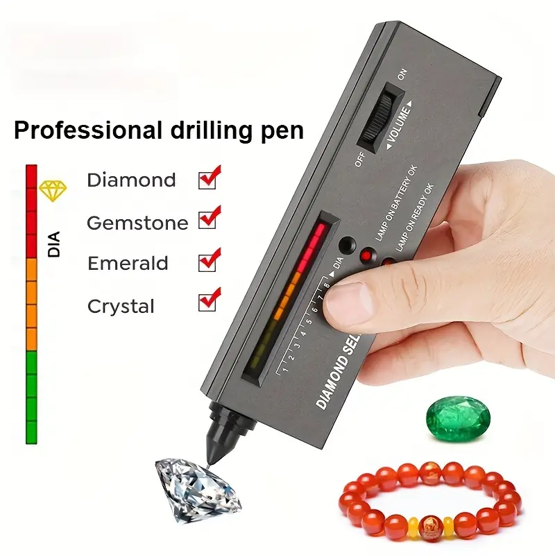 1pc Diamond Gems Tester Pen Portable Gemstone Selector Tool LED Indicator  Accurate Reliable Jewelry Test Tool Artificial Diamond Tester Machine For T