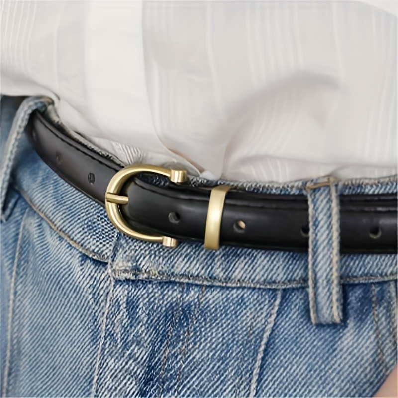 Vintage Engraved Buckle Pu Belt Solid Color Elegant Jeans Pants Belt  Outdoor Casual Thin Suit Belts For Women - Temu Austria