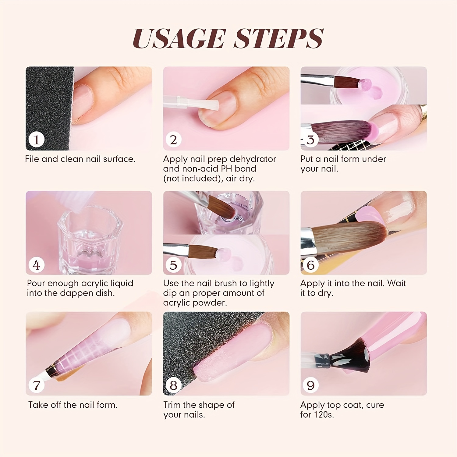 Acrylic Nail Kit Clear Nude Acrylic Powder Nails Kit - Temu