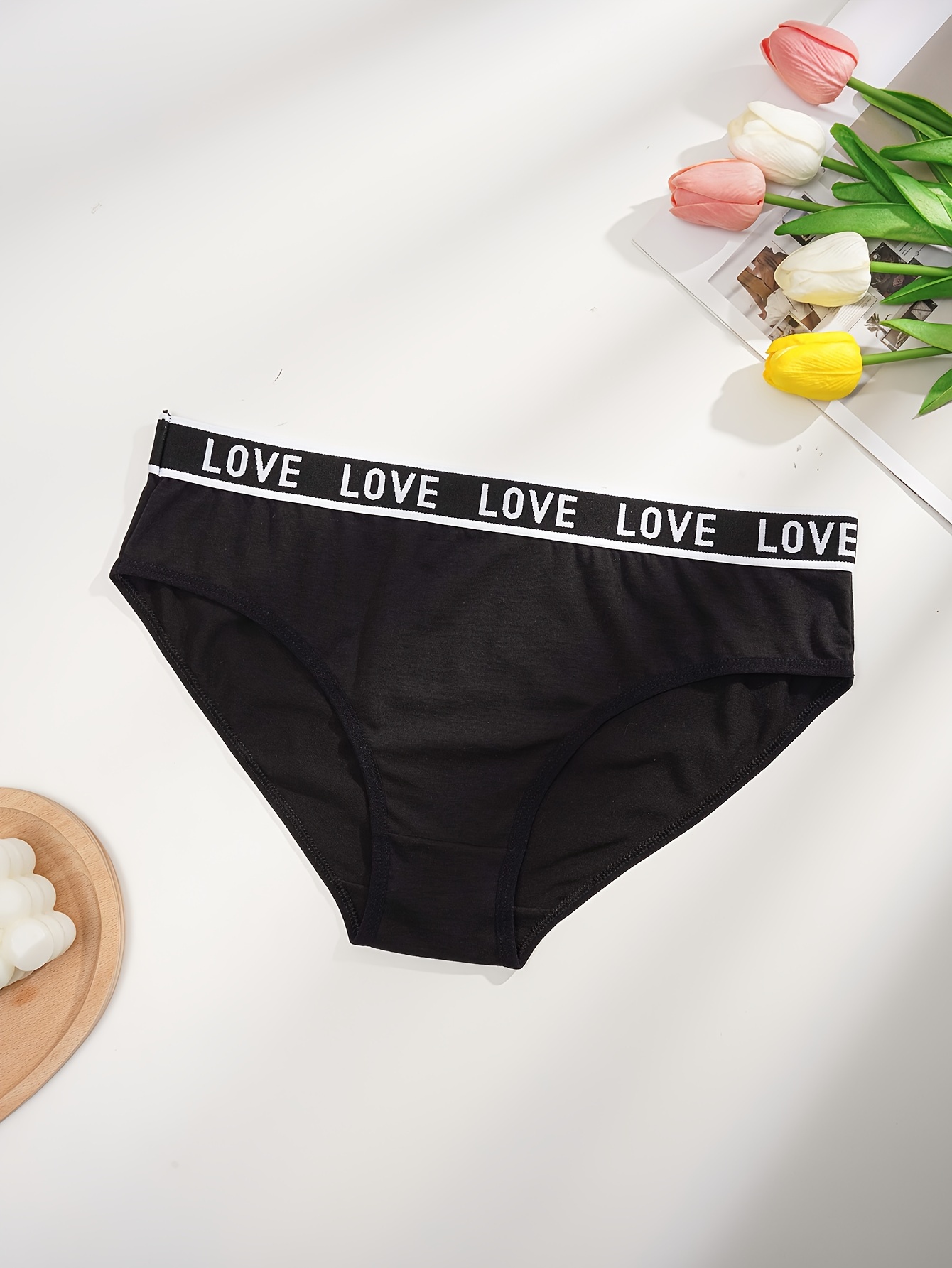 Women's Valentine's Day Simple Panties Set Plus Size Letter - Temu