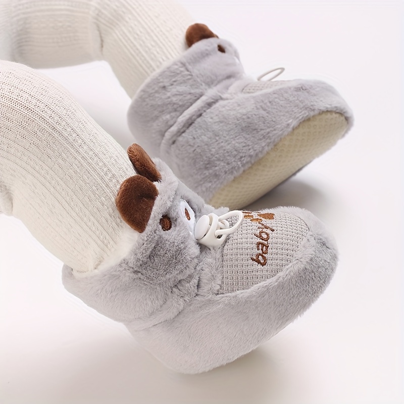 Newborn Baby Shoes for 0-1 Years Old, Cute Cartoon Winter Booties with Lining and Soft Sole - Warm Snowlander Walking & Casual Footwear