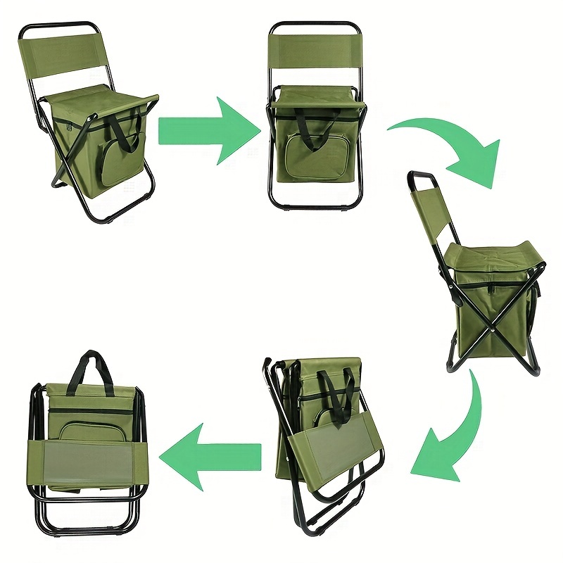 Folding Camping Fishing Chair with Cooler Bag,Compact Fishing