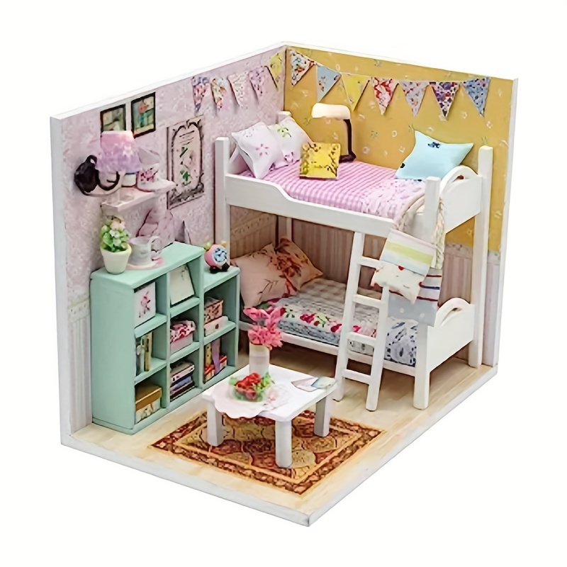 Diy miniature poupée maison meubles kits de meubles en bois romantique  villa moderne cottage puzzle ensemble de jeux auto assemblé pour les filles