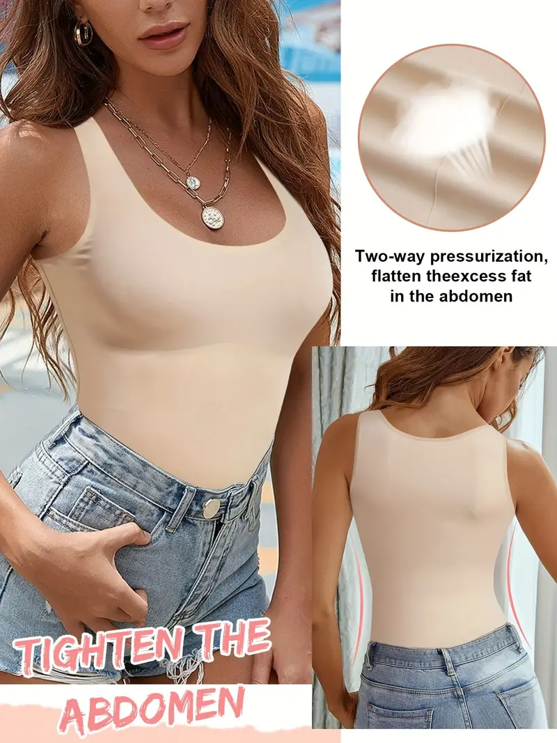 Seamless Solid Shaping Tops Tummy Control Slimmer Sleeveless - Temu Canada