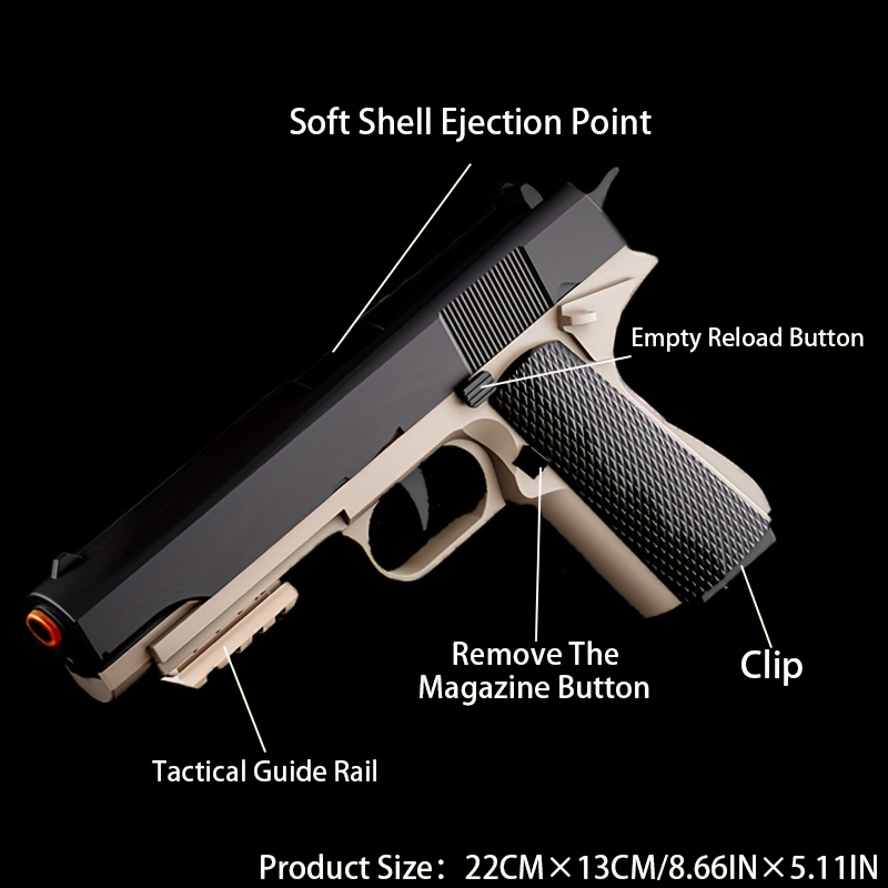 2023 New M1911 Toy Gun Soft Clip Pistol [continuous Shooting - Temu