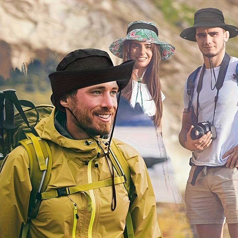 Men Waterproof Wide Brim Sun Hat UV Protection Bucket Cap Hiking Fishing  Safari