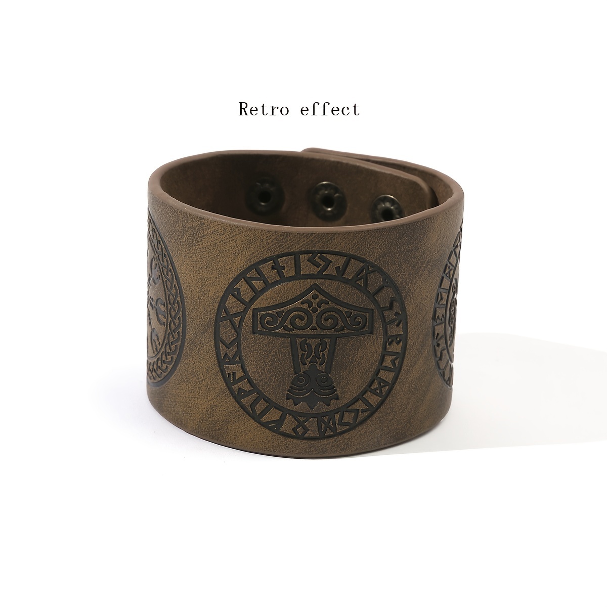 Viking Compass Leather Adjustable Bangle for Men