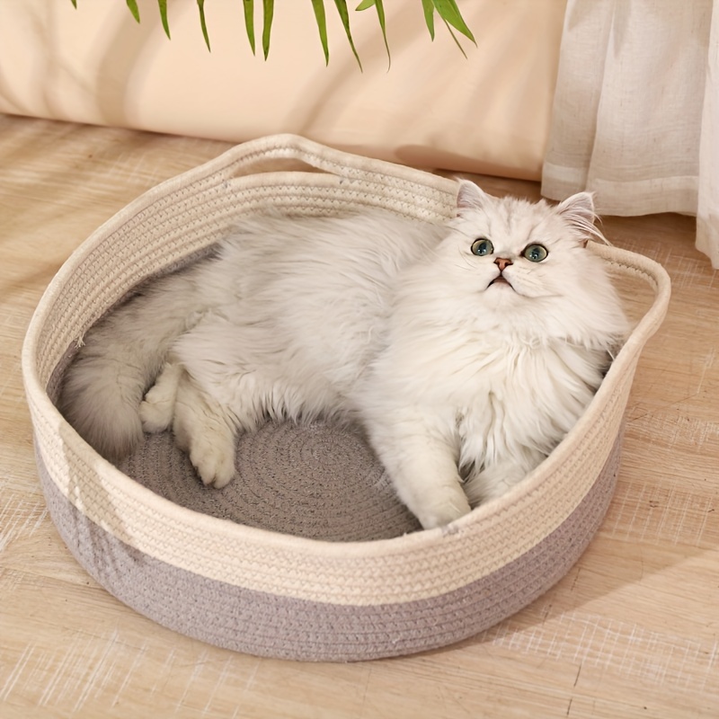 Hand Woven Cat Nest Winter Warm Cat Basket Four Seasons Universal Cat Bed