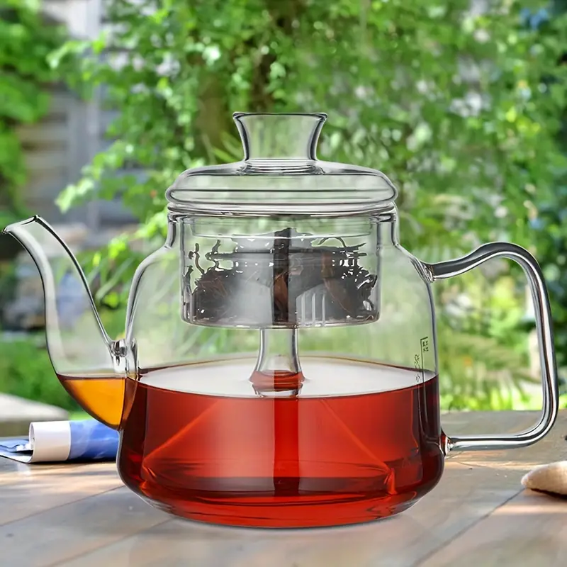 1pc 1250ml/42.2oz Juego de tetera de vidrio elegante con vaporizador de té  y función de separación de agua - Perfecto para preparar y servir tus
