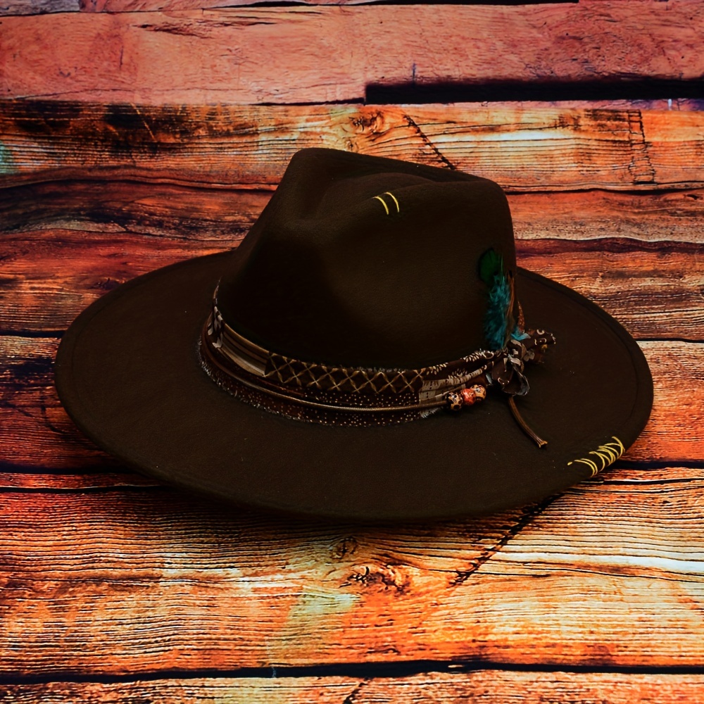 Sombrero Fedora de unisex con cadena Sombrero de transpirable de ala grande  única Panamá Clásico para mujeres Soledad Sombrero de fieltro