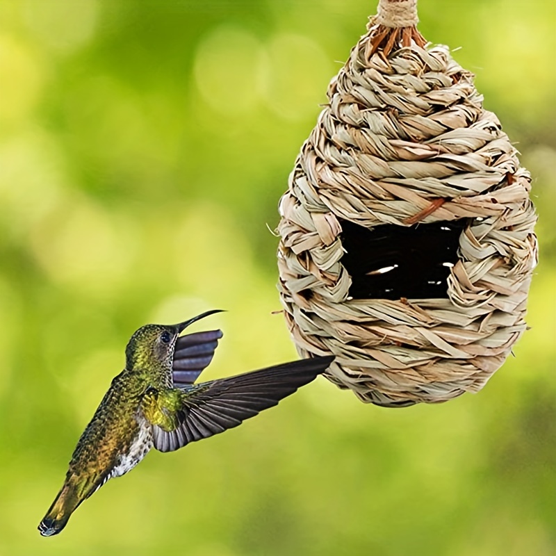 Outdoor Hanging Hummingbird House Natural Grass Bird House - Temu