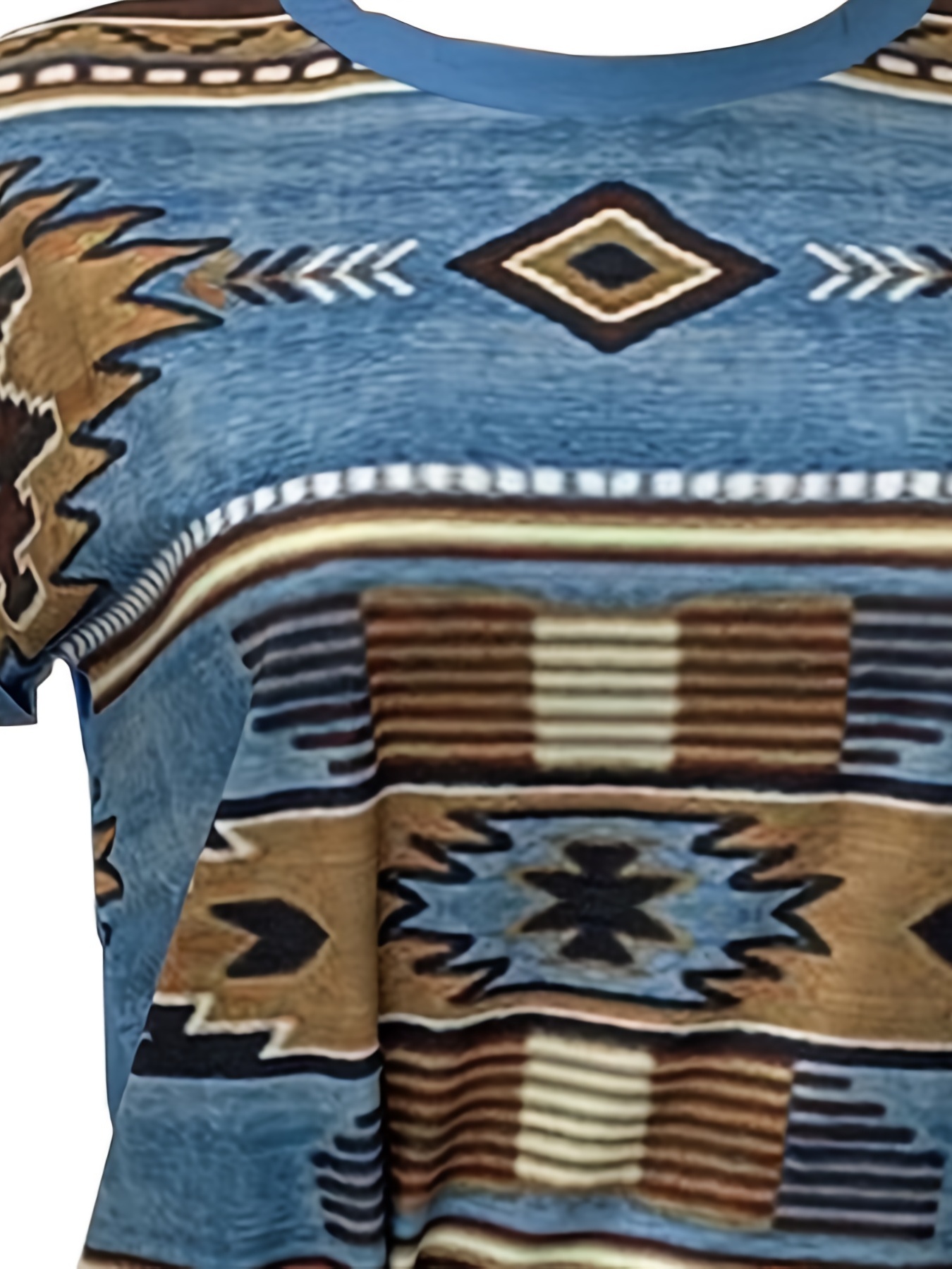 Tribal Print Vintage T-shirt, Crew Neck Short Sleeve Loose